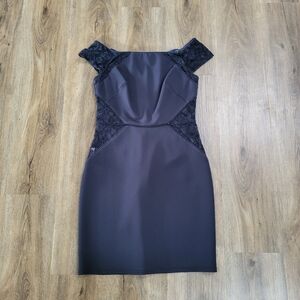 SHO Scuba Cocktail Bodycon Party Dress Stretchy Women’s Size Medium Lace Navy